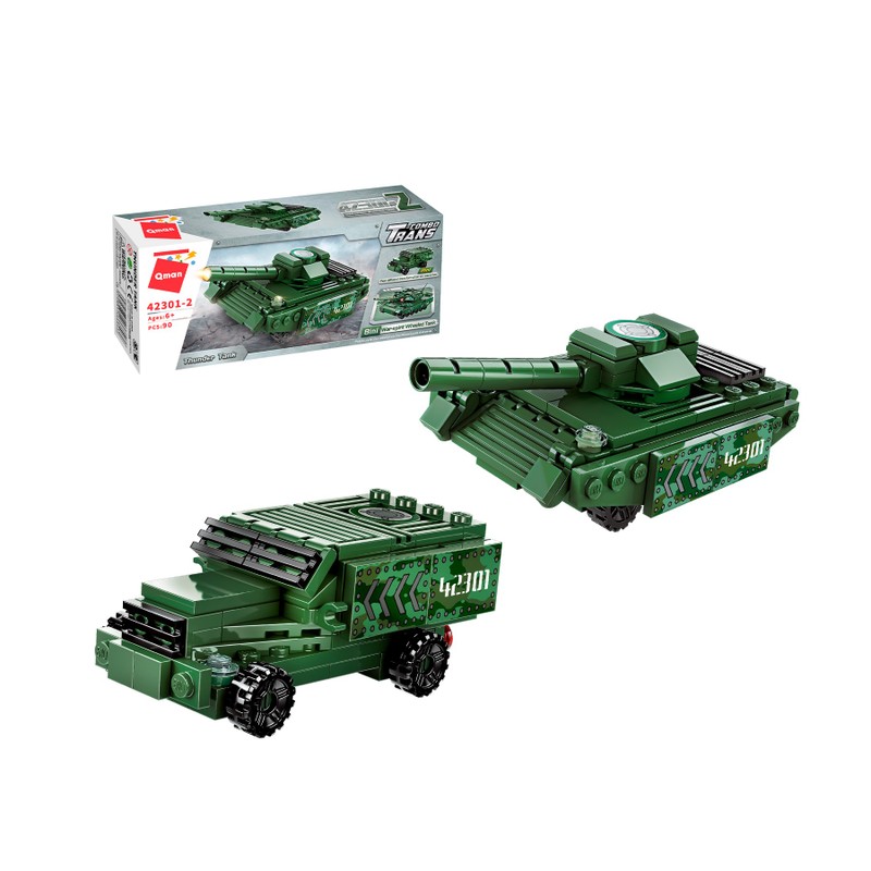 Bloco de Montar Tanque de Guerra Combo Trans Militar Qman