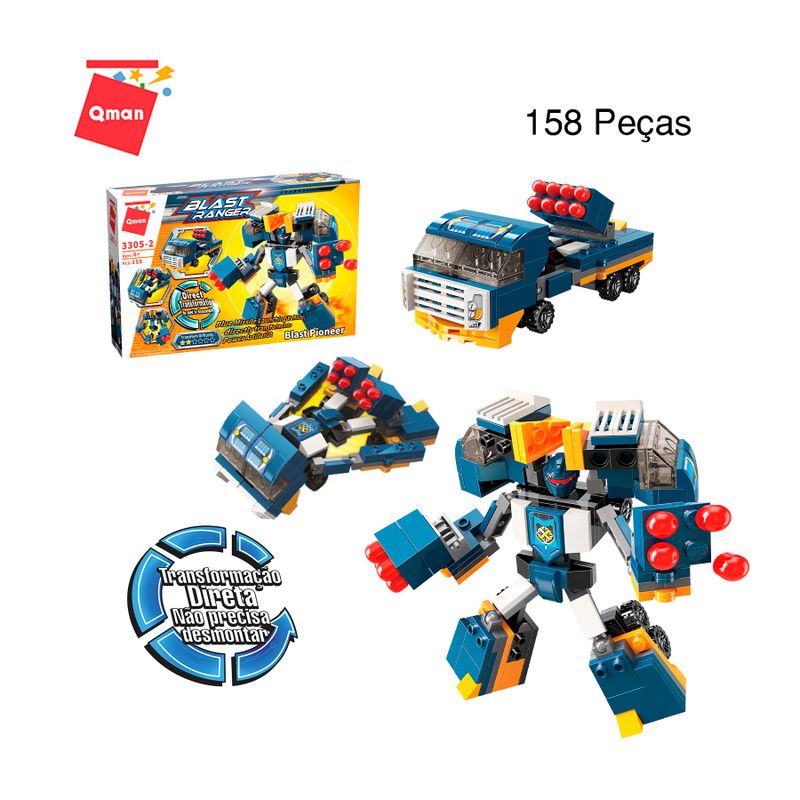 Bloco de Montar Set Blast Ranger Robô Keepplay