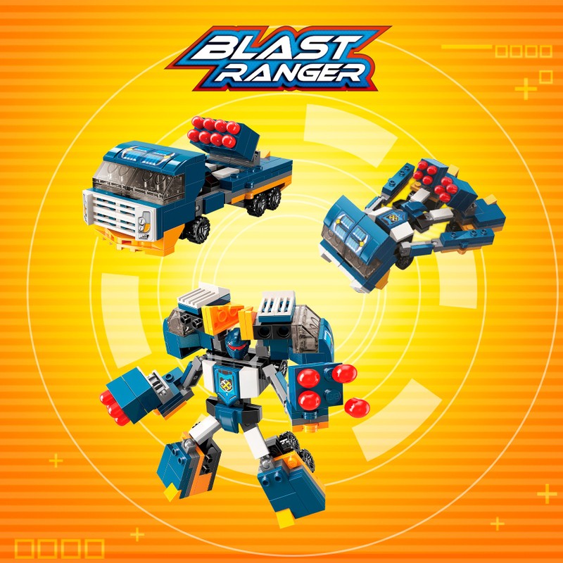 Bloco de Montar Pioneiro Blast Blast Ranger Robô Qman