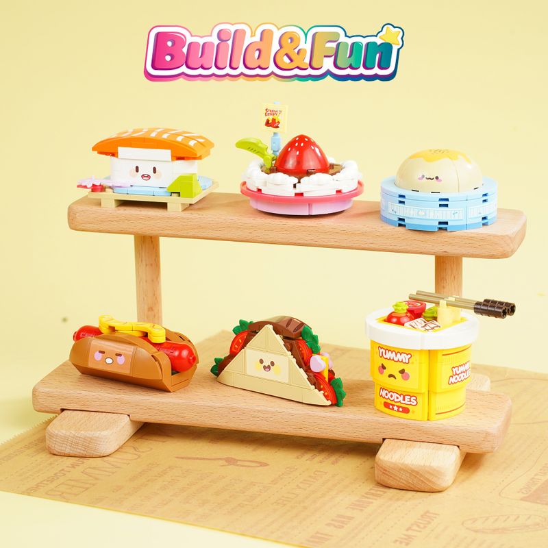 Bloco de Montar Set Build & Fun Comidinhas de Restaurante Keepplay