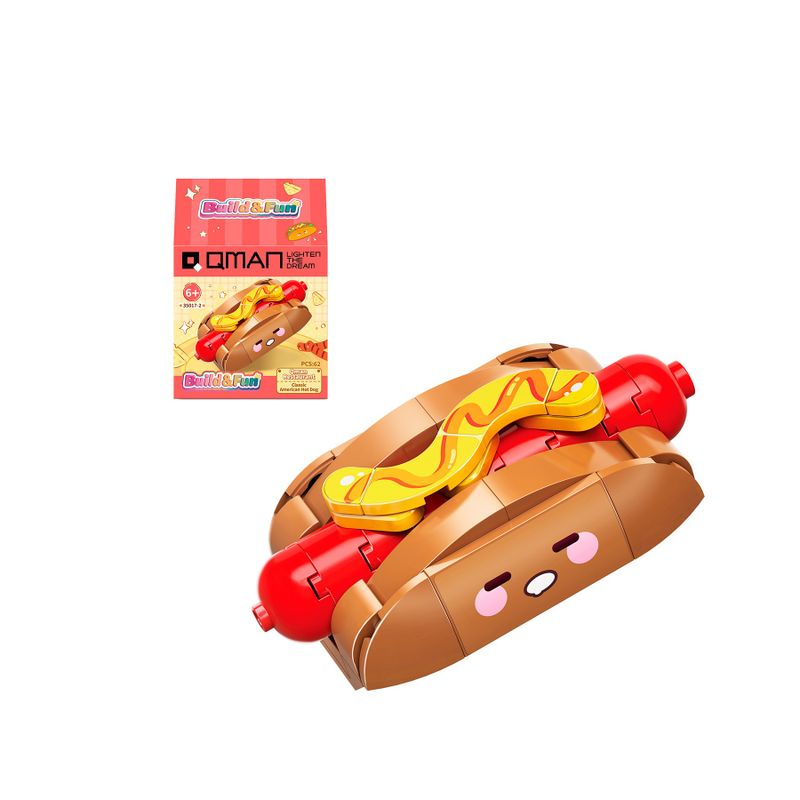 Bloco de Montar Cachorro Quente Build & Fun Comidinhas de Restaurante Qman