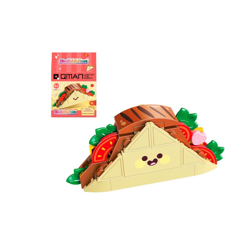 Bloco de Montar Sanduiche Build & Fun Comidinhas de Restaurante Qman