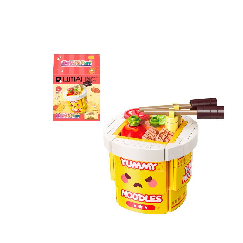 Bloco de Montar Macarrão Instantâneo Build & Fun Comidinhas de Restaurante Qman