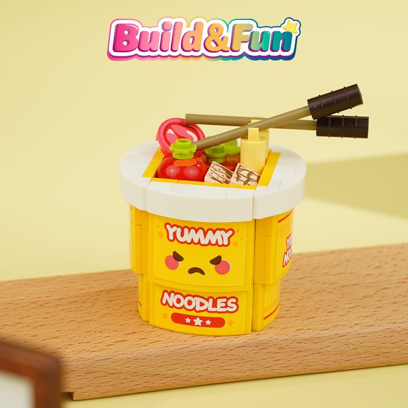 Bloco de Montar Macarrão Instantâneo Build & Fun Comidinhas de Restaurante Qman