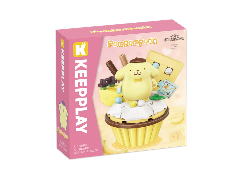 Bloco de Montar Cupcake Banana Pompompurin Hello Kitty e Amigos Keepplay