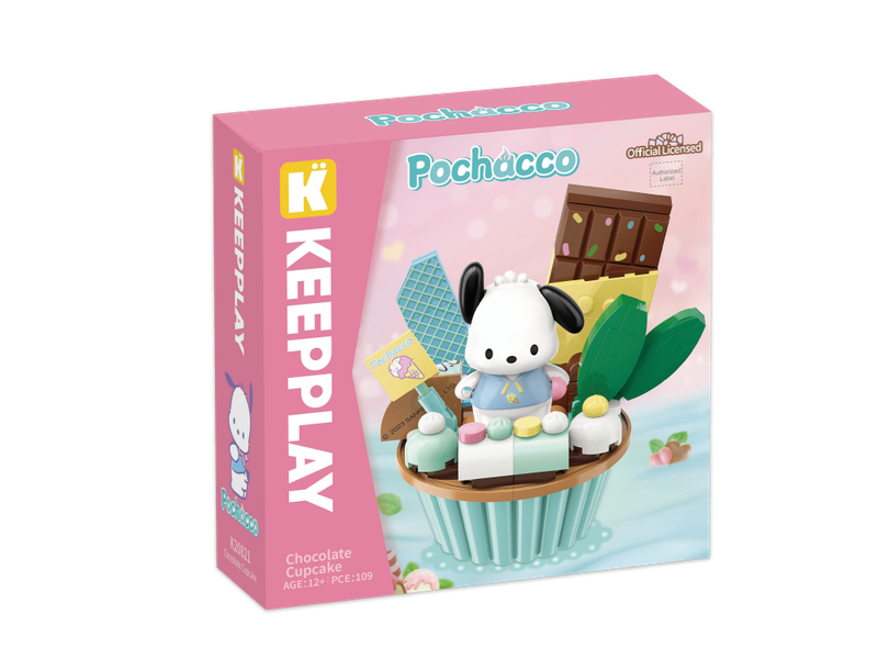 Bloco de Montar Cupcake Chocolate Pochacco Hello Kitty e Amigos Keepplay