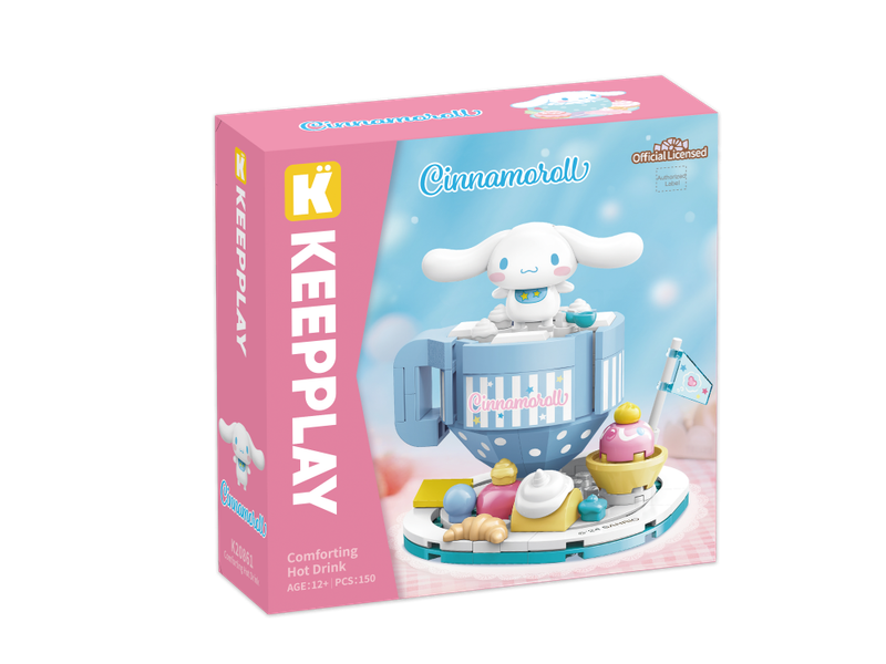 Bloco de Montar Bebida Quente Confortante Cinnamoroll Hello Kitty e Amigos Keepplay