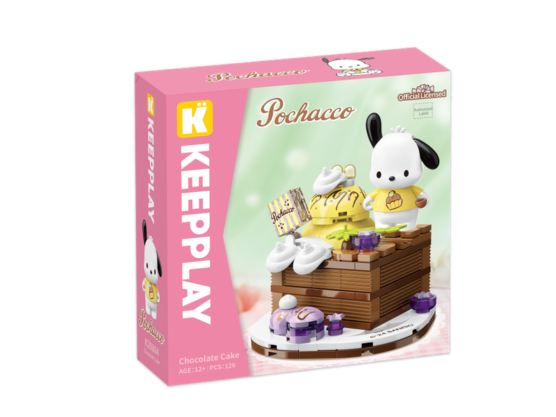 Bloco de Montar Bolo de Chocolate Pochaccco Hello Kitty e Amigos Keepplay