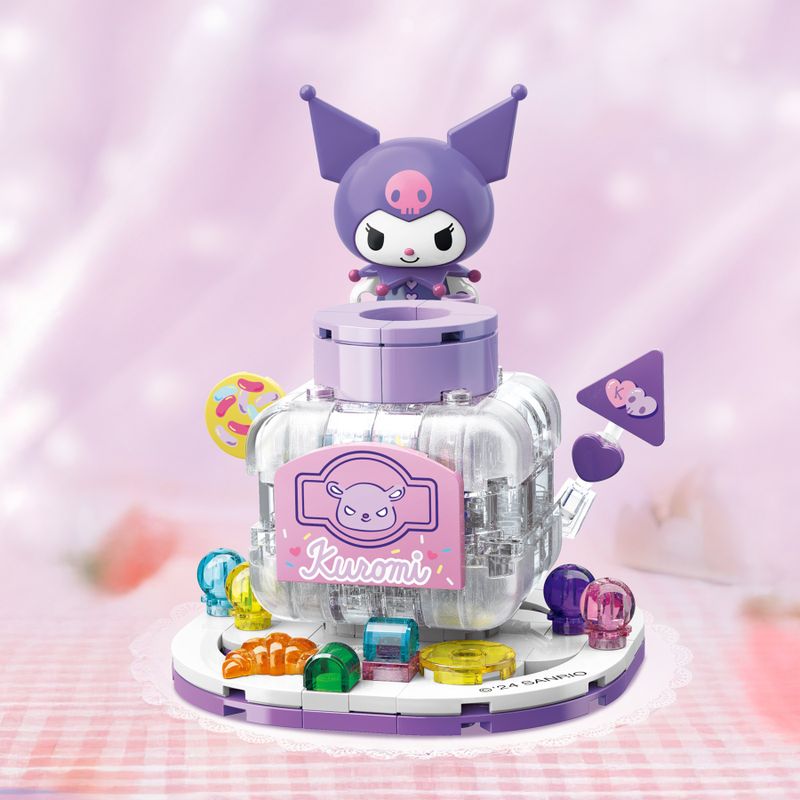 Bloco de Montar Pote de Doces Coloridos Kuromi Hello Kitty e Amigos Keepplay