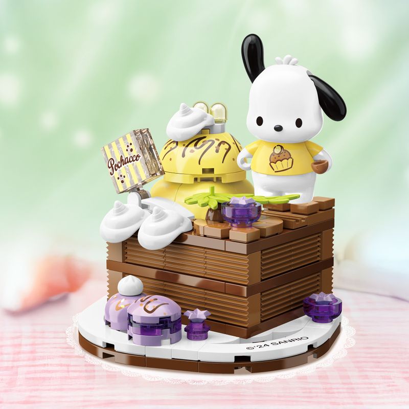 Bloco de Montar Bolo de Chocolate Pochaccco Hello Kitty e Amigos Keepplay