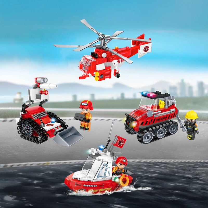 Bloco de Montar Set Guerreiros do Fogo Mine City Keepplay