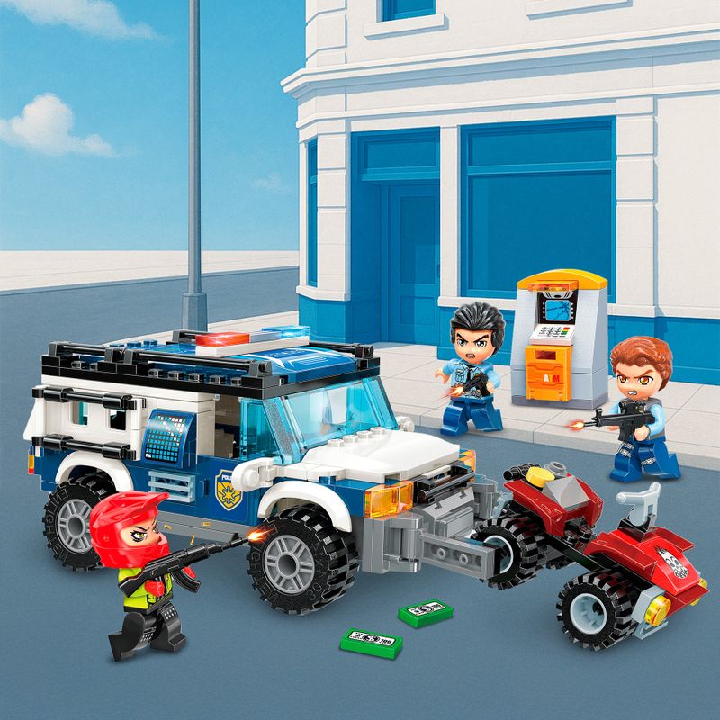 Bloco de Montar Jeep Blindado Mine City Keepplay