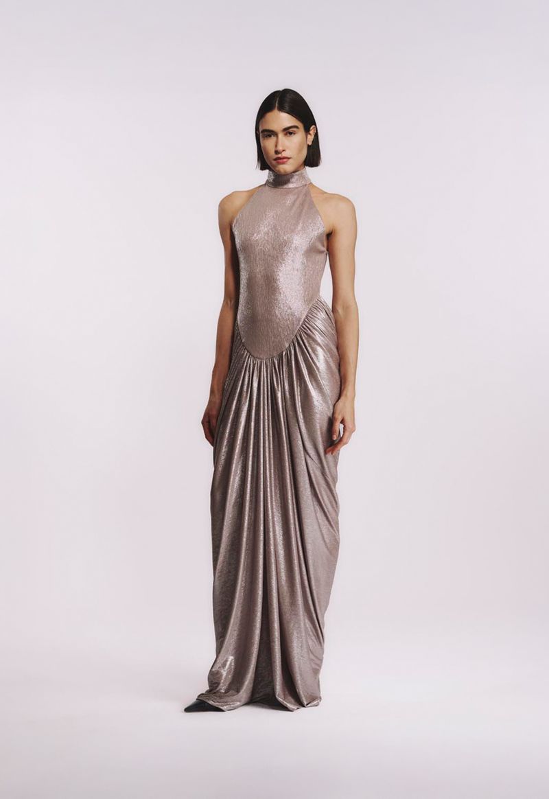 Vestido Longo Metal Satin