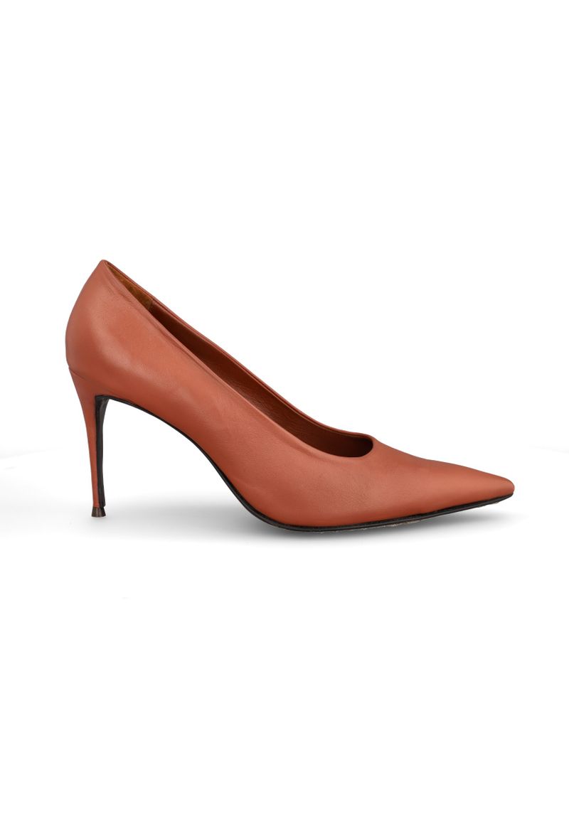 Scarpin Salto Fino Couro 