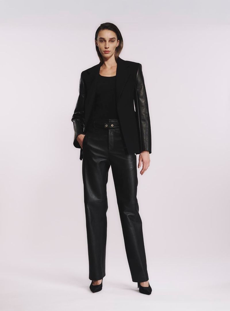 Blazer com Mangas de Couro