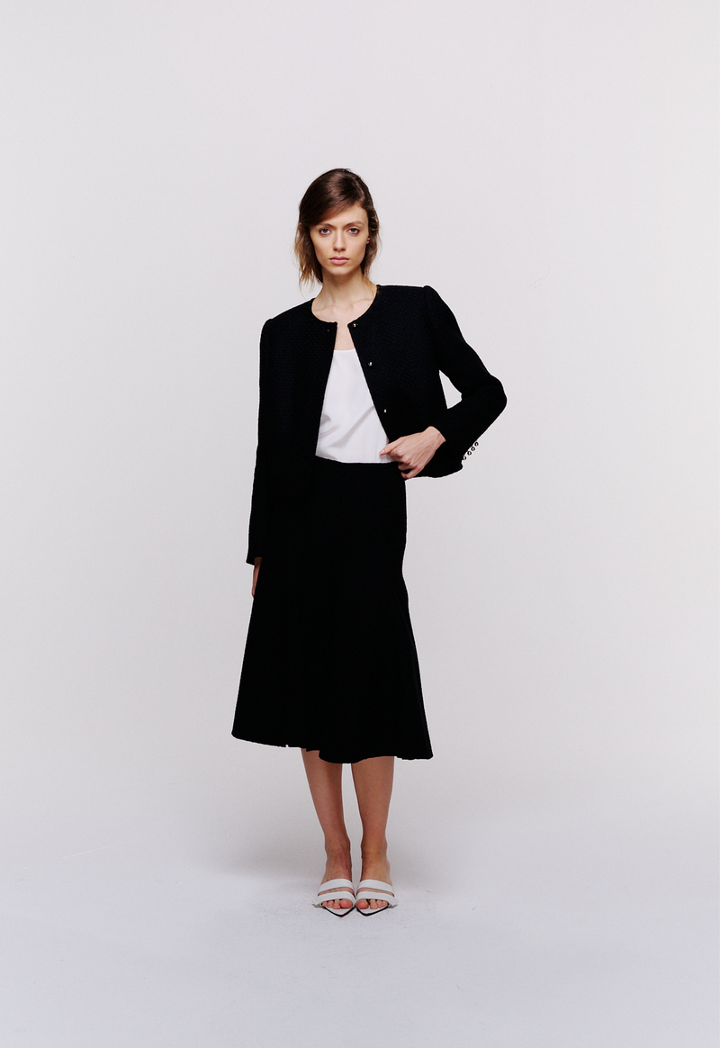 Saia Midi Evasê Tweed