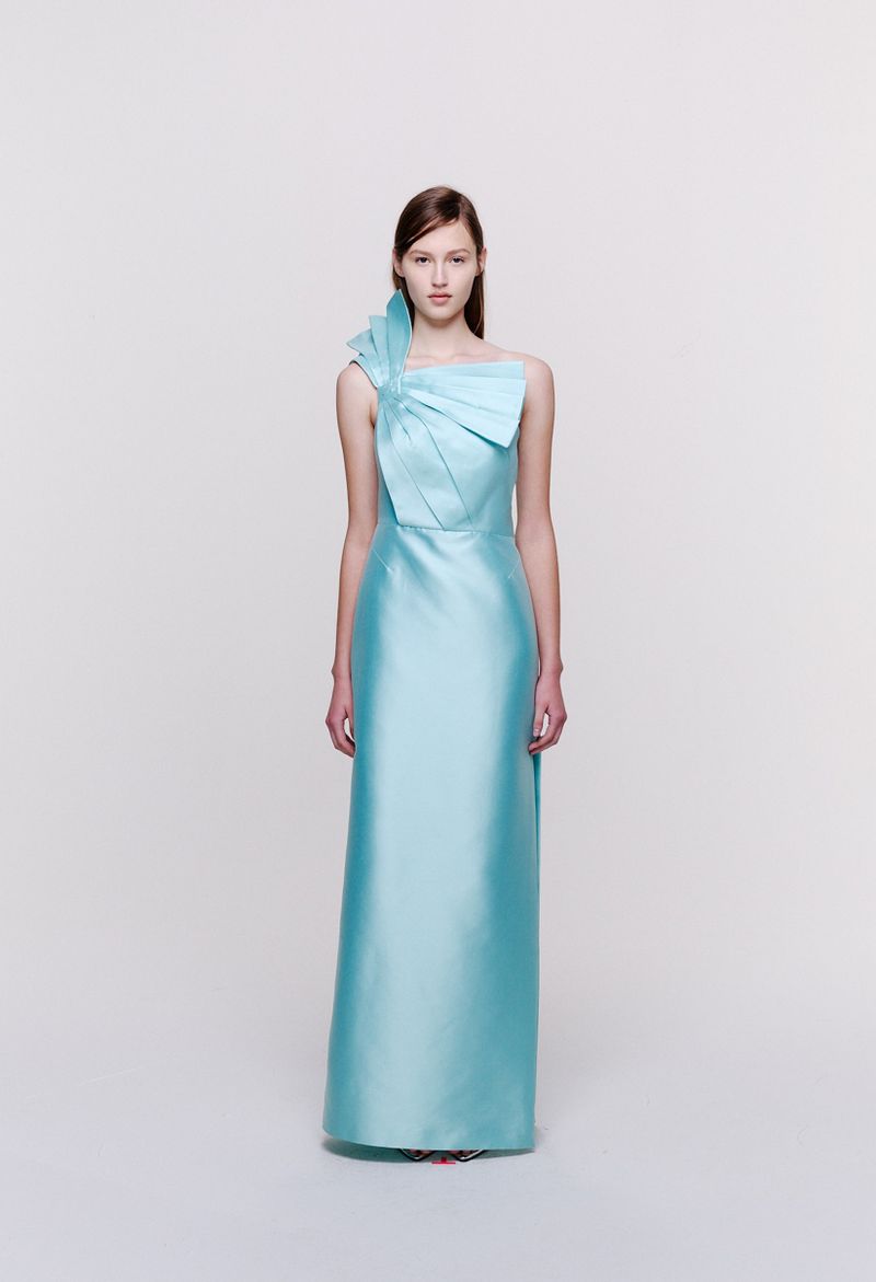 Vestido Longo Ombro Único Drapeado 