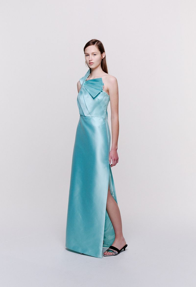 Vestido Longo Ombro Único Drapeado 