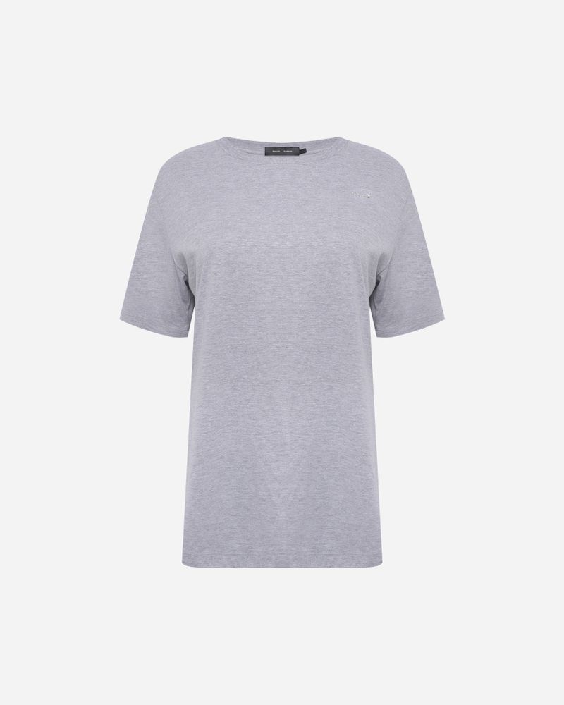Camiseta Rocio Bordada Cinza Mescla