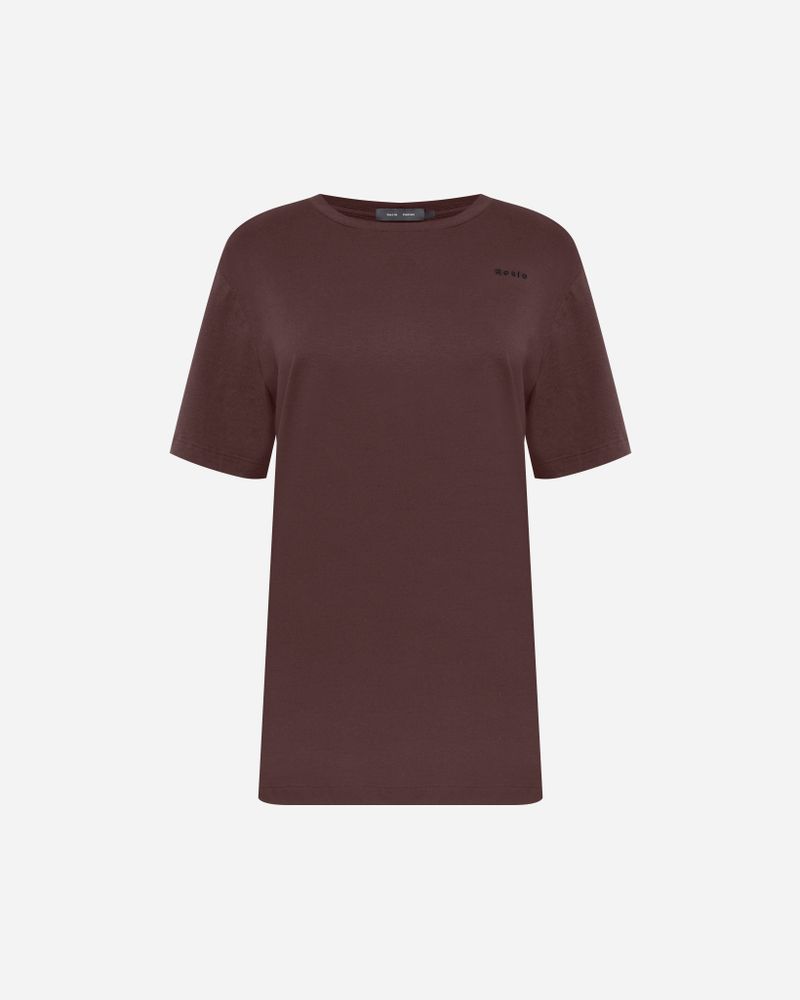 Camiseta Rocio Bordada Marrom