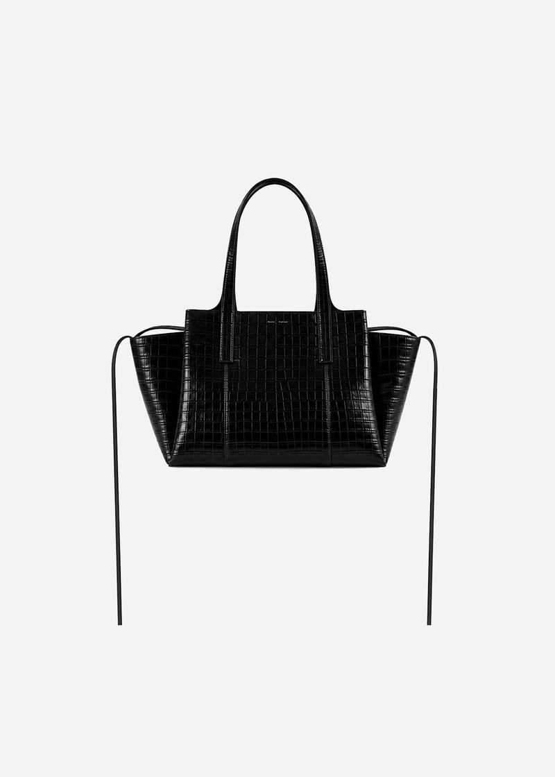 Bolsa Olímpia Croco Pequena Preta