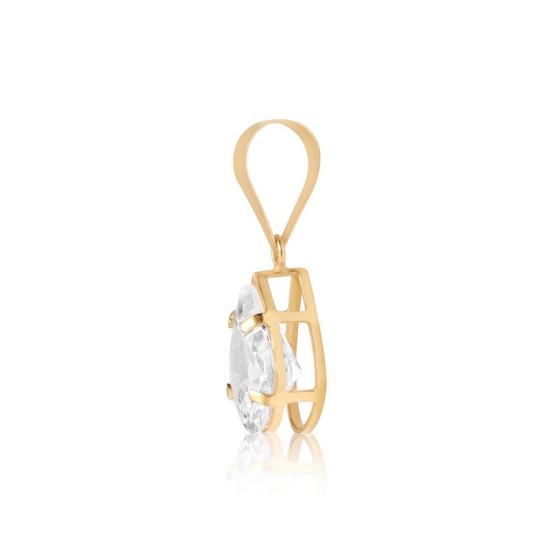 Pingente Ouro 18K Gota Zircônia