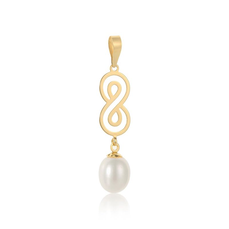 Pingente Ouro 18K Infinito Pérola Biwa 512779