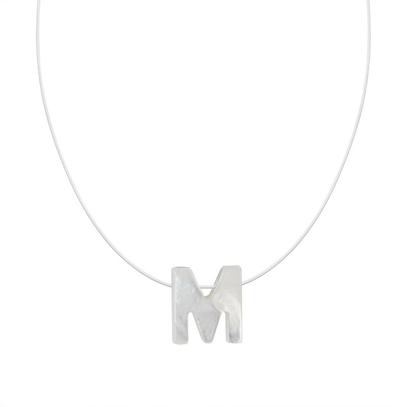 Gargantilha Prata Fio Nylon Letra Madre Pérola Fio Nylon