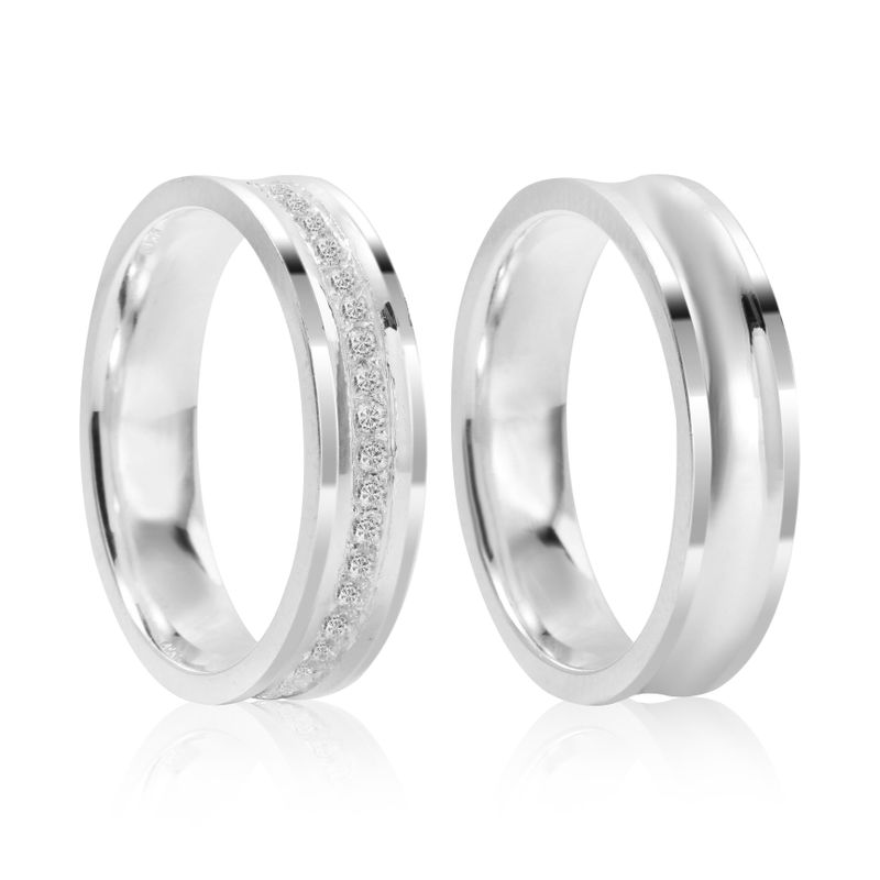 Par Aliança Prata Côncava Semi Anatômica  5mm  800361/800342