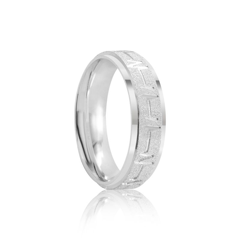 Par Aliança Prata  Reta Semi Anatômica  Coração Friso 6mm  801542/801541