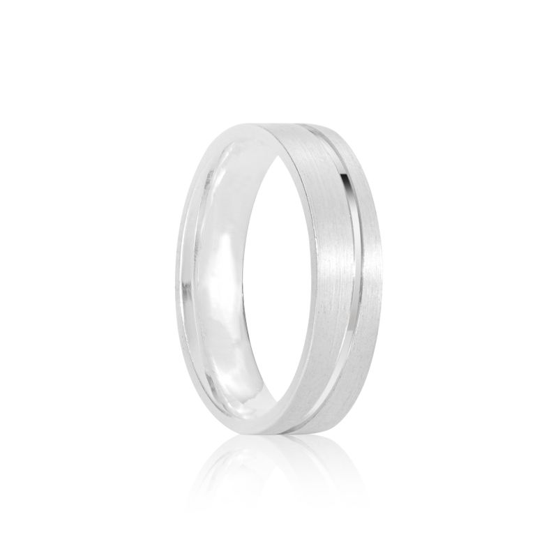 Par Aliança Prata Reta Semi Anatômica  Friso 5mm 801269/801268