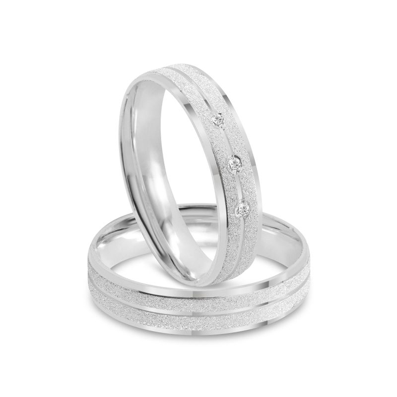 Par Aliança Prata  Reta  Semi Anatômica  Friso 4mm  801884/801885