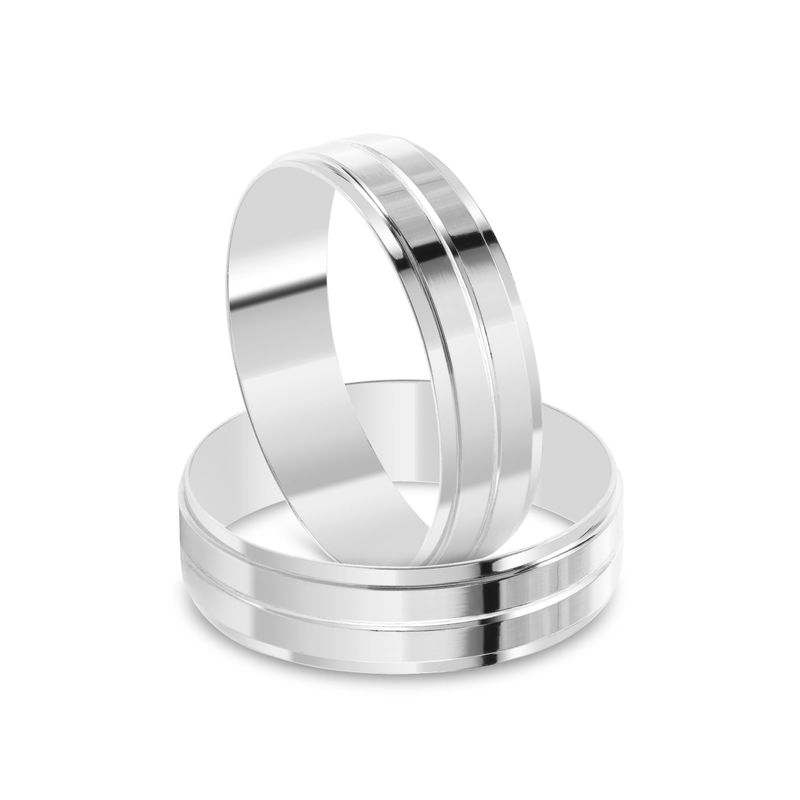 Par Aliança Prata  Reta Semi Anatômica  Friso 5,8mm 801209