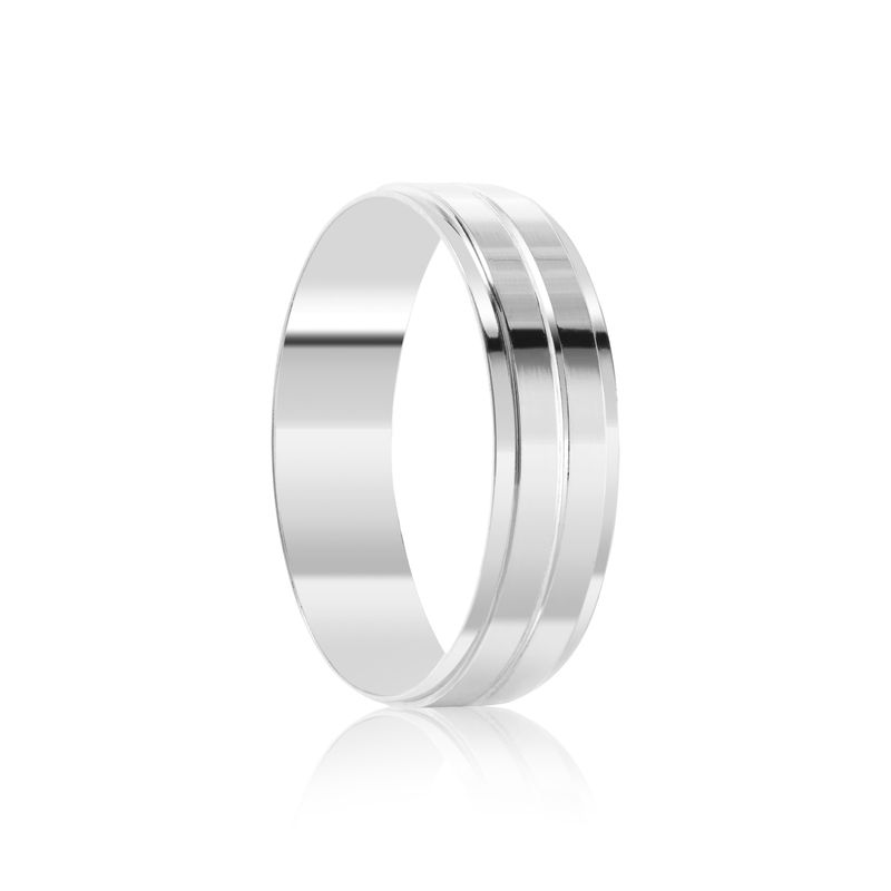 Par Aliança Prata  Reta Semi Anatômica  Friso 5,8mm 801209