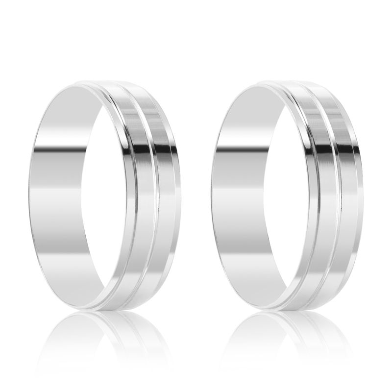 Par Aliança Prata  Reta Semi Anatômica  Friso 5,8mm 801209
