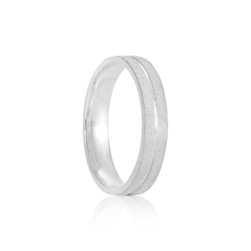 Par Aliança Prata Reta Semi Anatômica  Friso 4mm 801283/801284