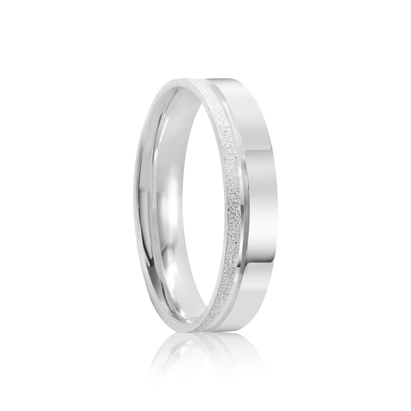 Par Aliança Prata Reta Semi Anatômica Friso 4mm  801908/801909