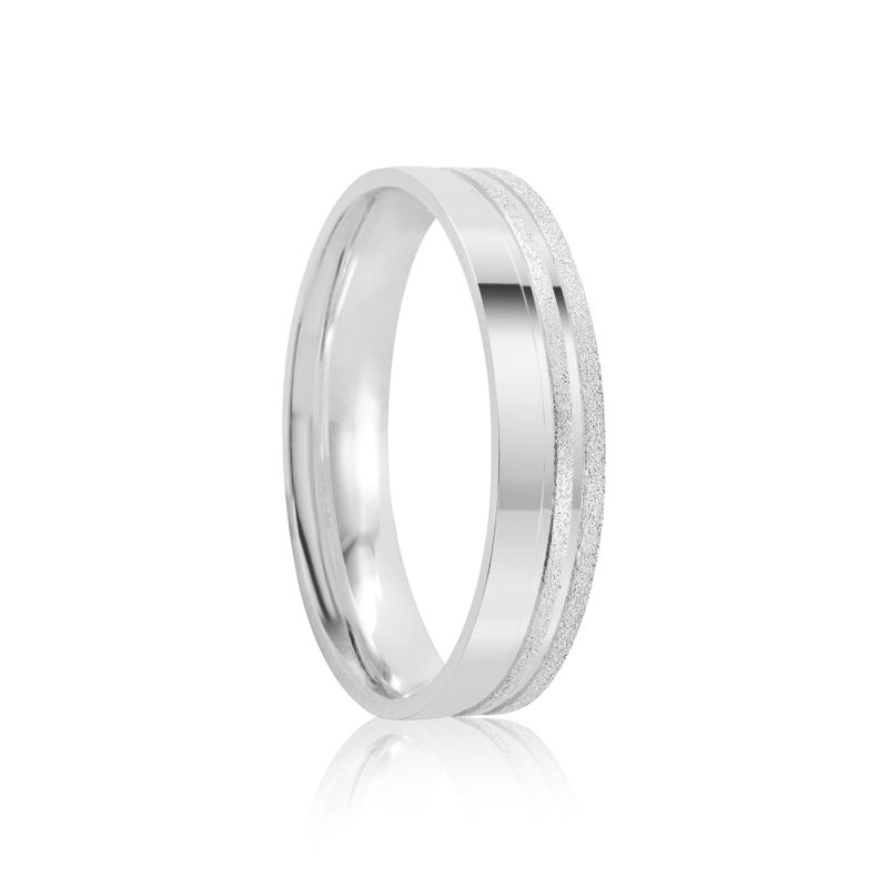 Par Aliança Prata Reta Semi Anatômica  Friso 4mm  801904/801905