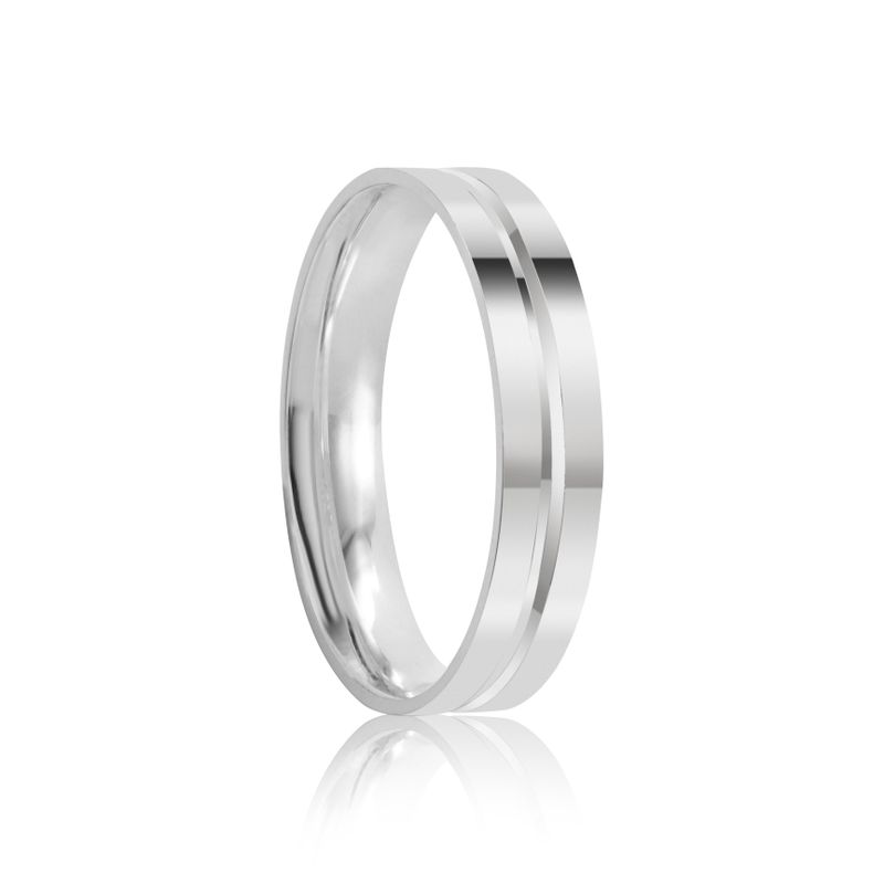 Par Aliança Prata Reta Semi Anatômica  Friso 4mm  801912/801913