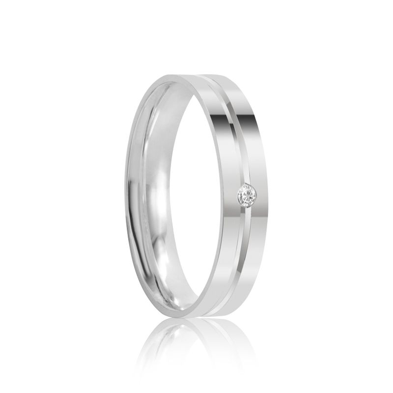 Par Aliança Prata Reta Semi Anatômica  Friso 4mm  801912/801913