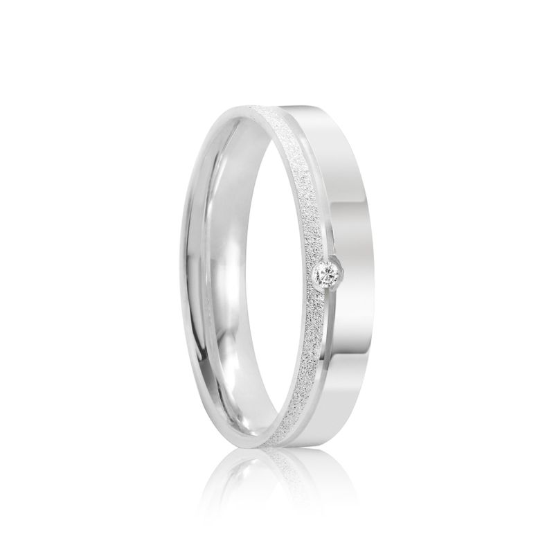 Par Aliança Prata Reta Semi Anatômica Friso 4mm  801908/801909