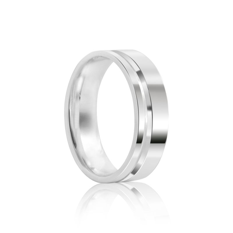 Par Aliança Prata Reta Semi Anatômica  Friso 6mm  800274/800275