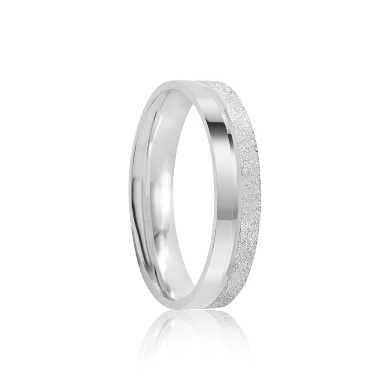 Par Aliança Prata Reta Semi anatômica Friso 4mm  801898/801899