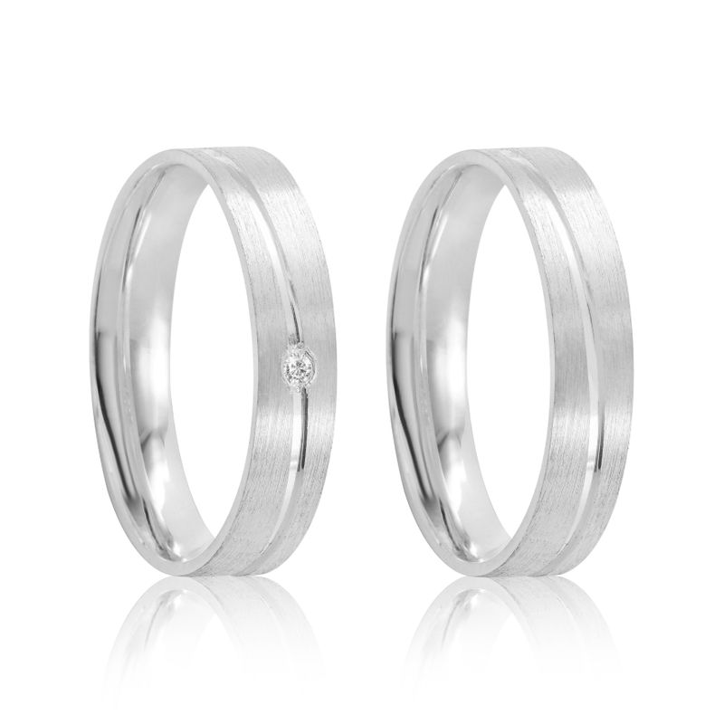 Par Aliança Prata Reta Semi Anatômica  Friso 4,5mm 801900/801901