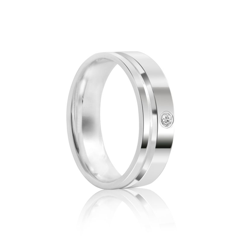 Par Aliança Prata Reta Semi Anatômica  Friso 6mm  800274/800275