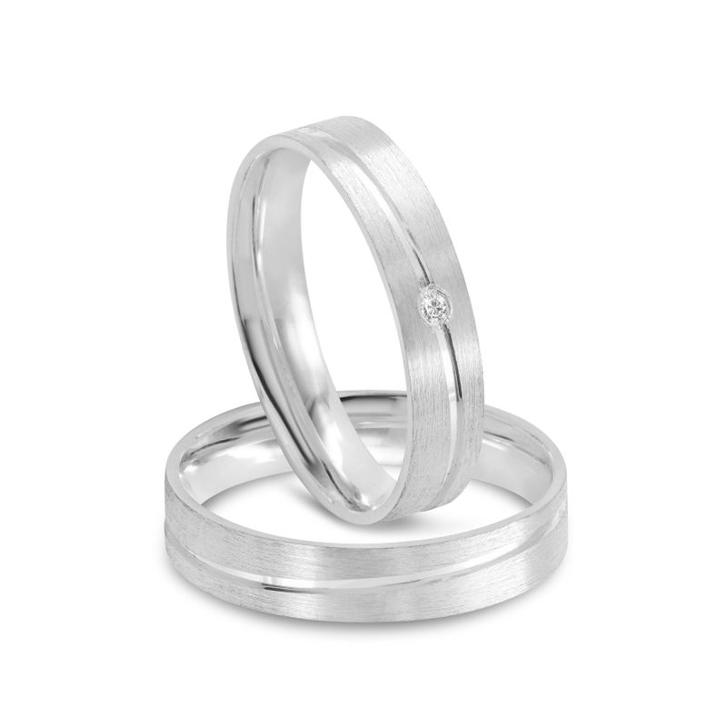 Par Aliança Prata Reta Semi Anatômica  Friso 4,5mm 801900/801901
