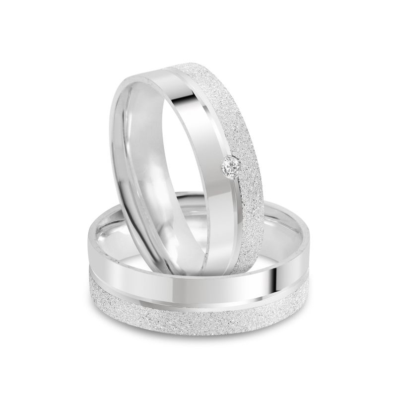 Par Aliança Prata Reta Semi Anatômica  Friso 5,5mm  801916/801917