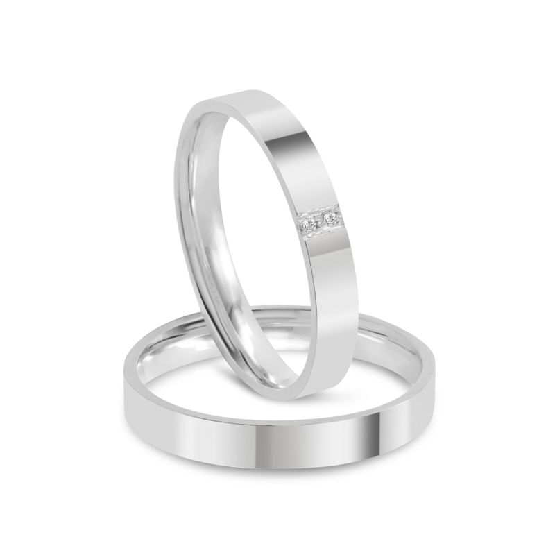 Par Aliança Prata Reta Sermi Anatômica 3mm 801922/801923