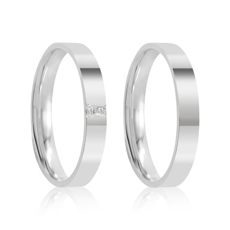 Par Aliança Prata Reta Sermi Anatômica 3mm 801922/801923