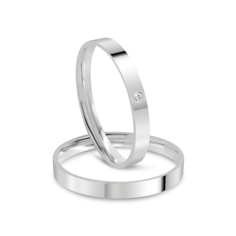 Par Aliança Prata Reta Semi Anatômica 2,5mm 801924/801925